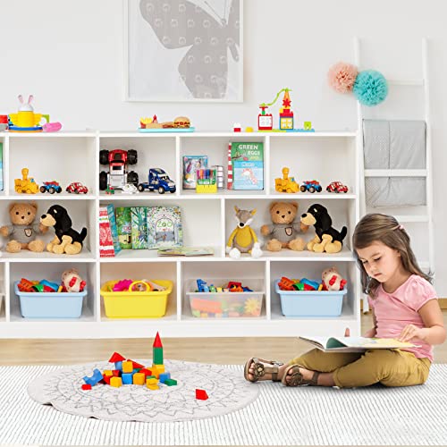 HONEY JOY Kids Storage Organizer White 8-Section Wooden Classroom Shelf