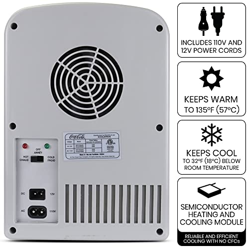 Koolatron 4L Portable Mini Fridge Cooler & Warmer with AC/DC Plugs, Gray