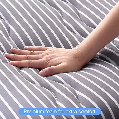 Twin Gray Japanese Foam Futon Mattress - Thick Supportive Tatami Sleeping Pad