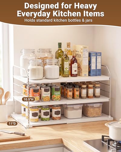 EVERIE 3-Tier Expandable Kitchen Cabinet Organizer Set of 2 for Wraps & Pantry Storage