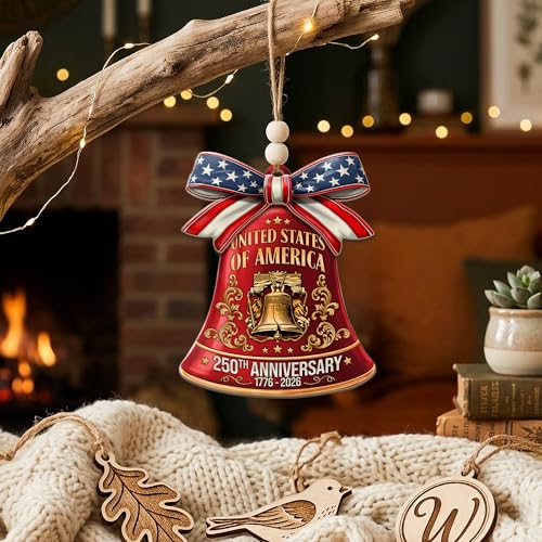 United States 250th Anniversary Patriotic Wooden Ornament Liberty Bell Decoration