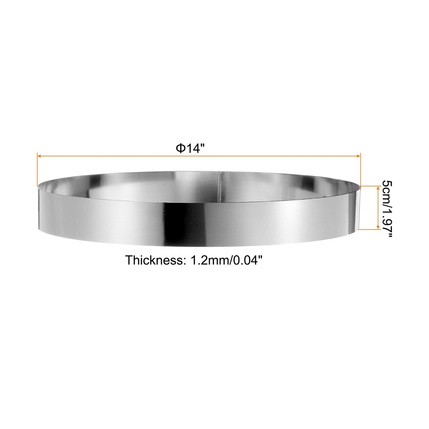 HARFINGTON Round Cake Ring 14 x 2 Inch Seamless Stainless Steel Pastry Mousse Dessert Ring Mirror Coating for Baking Cooking Making Tool