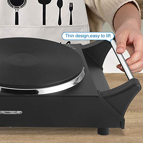 Techwood Double Hot Plate Electric Stove 1800W with Adjustable Temperature, Black Stainless Steel
