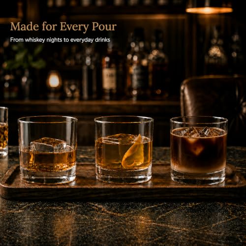 Kingrol 12 Pack 10 oz Rocks Glasses - Lead-Free Old Fashioned Whiskey Glasses Set