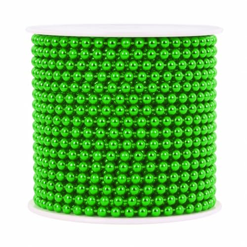 Mandala Crafts Green Faux Pearl Bead Garland Strand 4mm, 44 Yards