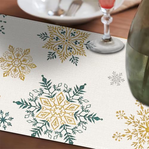 Christmas Snowflake Table Runner 13x72 Inch Holiday Dining Decor