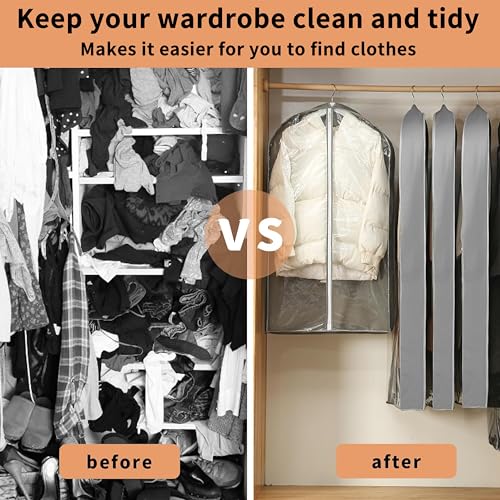 3 Pcs Breathable Garment Bags 40 & 50 Inches Dust Cover Dress Storage