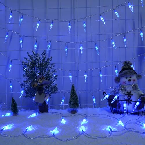 Christmas Icicle Light£¬19.6ft 40 LED Blue Icicle String Lights Indoor, Hanging Icicle Christmas Lights for Eave Holiday Garden Indoor Outdoor Xmas Decorations