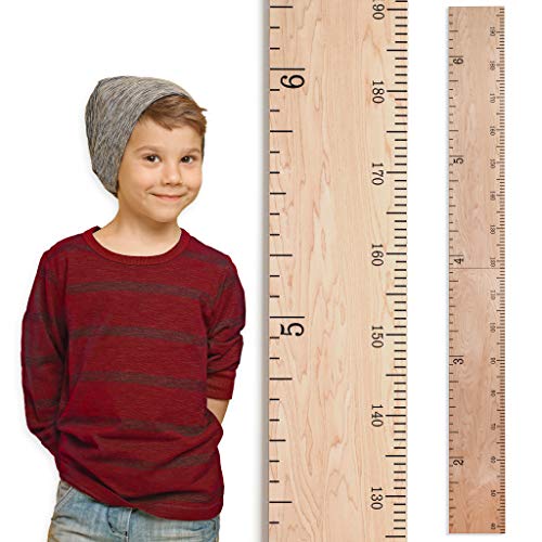 Schoolhouse Natural Wooden Kids Height Chart - Nursery Wall Decor, Growth Ruler