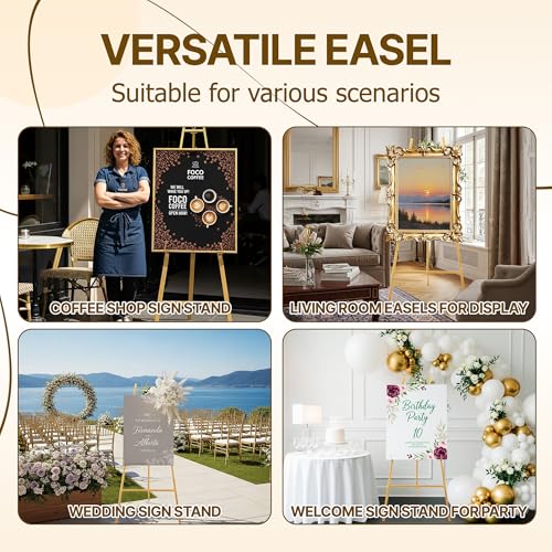 Jdooqee 57.5" Gold Easel Stand for Sign - Adjustable, Heavy Duty, Wedding Display (Variation 1)