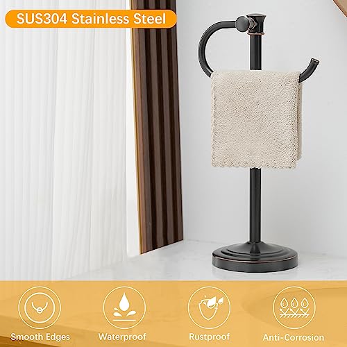 BESy Hand Towel Holder Stand - Countertop Towel Bar in Oil Rubbed Bronze