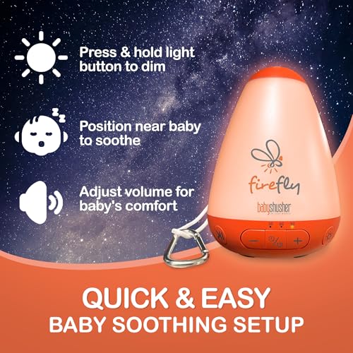 Baby Shusher Firefly Baby Soother with Nightlight & White Noise, Portable Sleep Aid