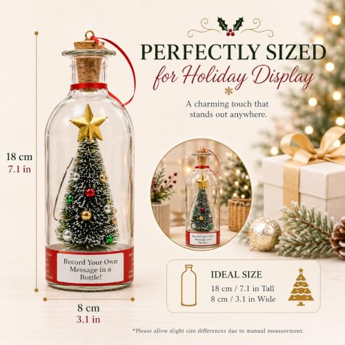CRILEAL Green Recordable Christmas Tree Bottle Ornament - 25-Second Voice Message Keepsake
