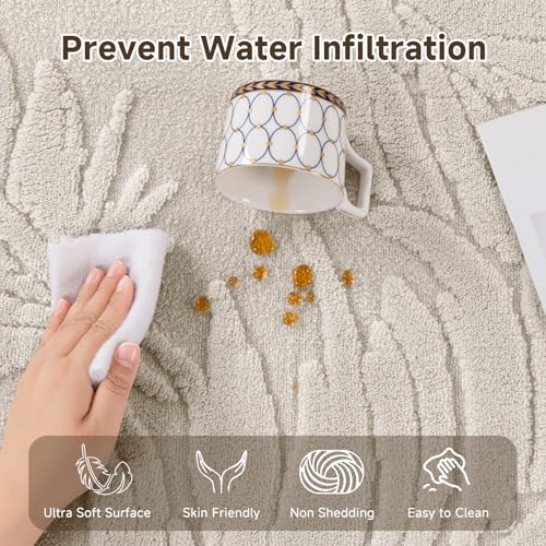 Beige 6x9 Area Rug - Machine Washable Non Slip Plush Living Room Carpet