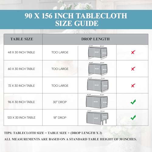 VidaFete 10 Pack White Rectangle Tablecloth 90x156 Inch for 6ft & 8ft Tables - Classic Polyester