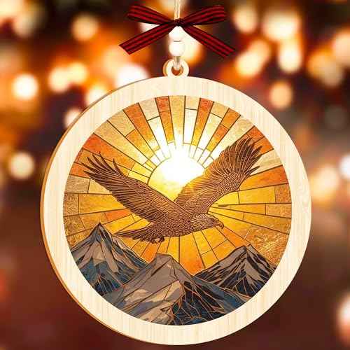 Eagle Ornaments, 2 Layers Wooden Acrylic Ornaments, Eagles Christmas Ornament, Suncatcher Ornament with Card, Eagle Gifts for Men, Ornament 2025