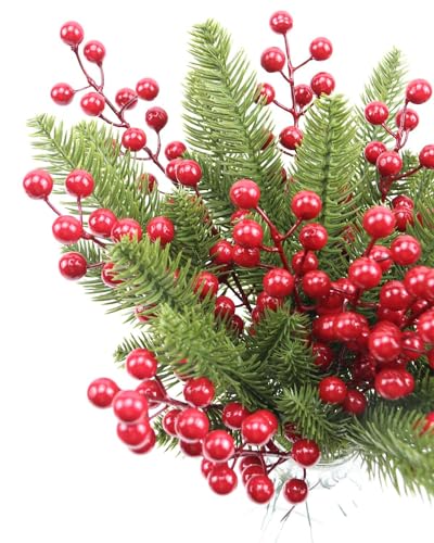 60-Pack Artificial Red Holly Berries on 8.2