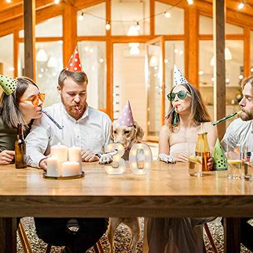 Mudder Decorative Number 30 LED Light up Letters 30th Alphabet Birthday Table Decorations Light up Letters Sign for Anniversary Wedding, Birthday, Party, Christmas Home Decor(30)