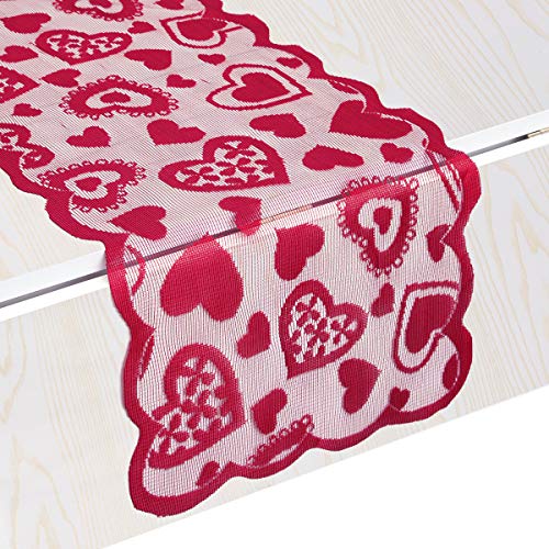 Red Heart Lace Table Runner 13x71 in - Xmas & Valentine Decor - mookaitedecor, Red / 12"x71"