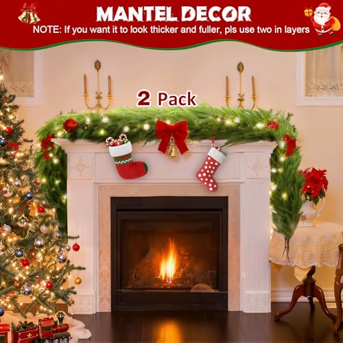 OUREST 6FT Artificial Norfolk Pine Garland 4-Pack - Realistic Holiday Decor