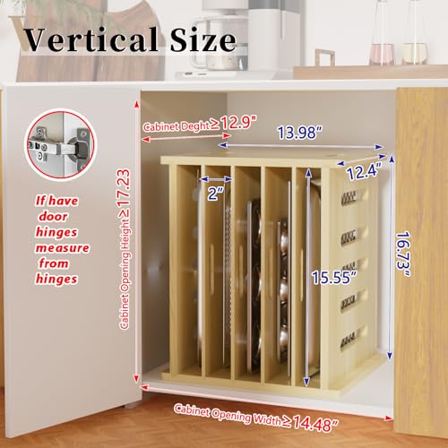 6 Tier Wooden Cabinet Tray Dividers - Adjustable Storage Organizer