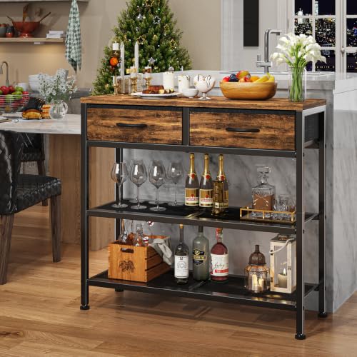 Narrow 32-Inch Console Table with 2 Fabric Drawers, Multi-Use Sofa & Entryway Table