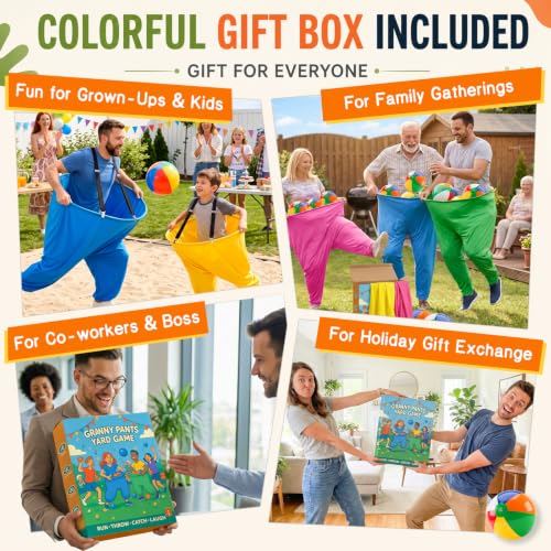 Giant Pants Yard Game Set for Adults and Kids - 2 Large + 2 Small Pants with Balls & Pump