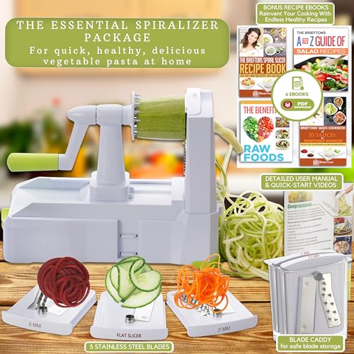 White 5-Blade Vegetable Spiralizer & Noodle Maker - Brieftons Kitchen Tool