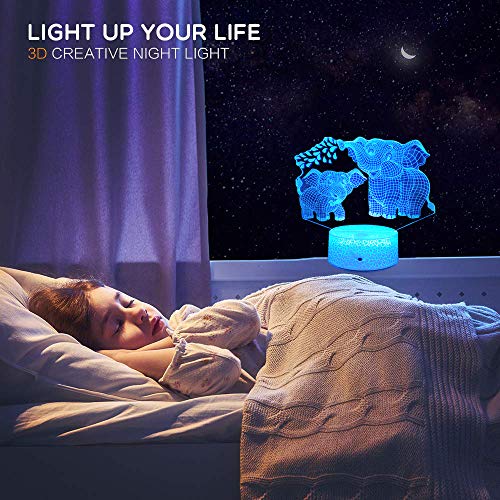 Elephant 3D Night Light for Kids 3D Lamp with 16 Colors Changing Remote Control Elephant Toys 10 9 3 5 2 8 1 7 6 4 Year Old Girls Women Baby Boys Gifts