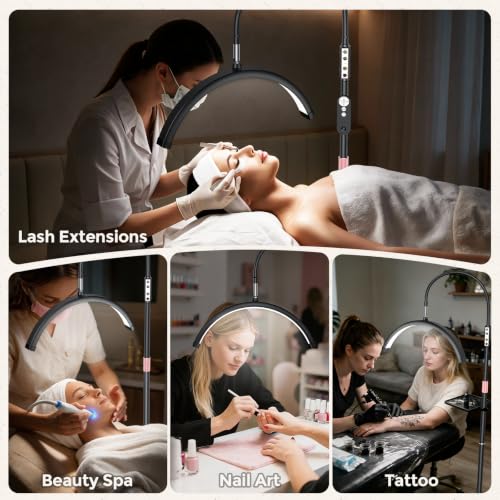Lash Light with Tool Tray - 2500LM Moon Light for Lash Tech Black