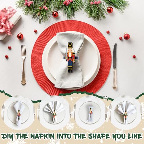 Nutcracker 12-Pack Christmas Napkin Rings - Metal Napkin Holders, Holiday Baroque Style (2 styles, 6 each) - EYNDYN
