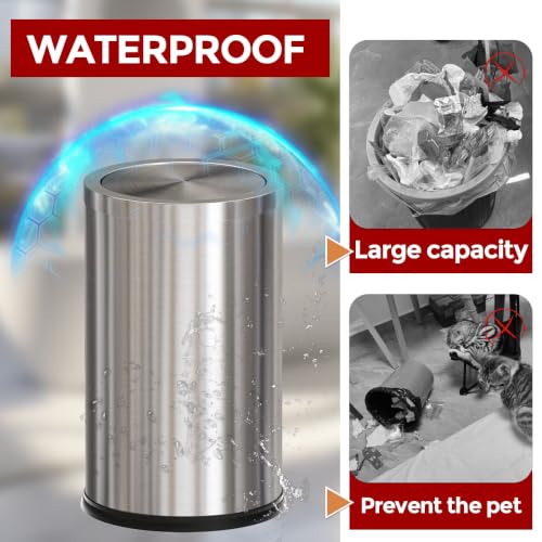 4.7 Gallon Stainless Steel Bathroom Trash Can with Swing Lid - Silver Variation
