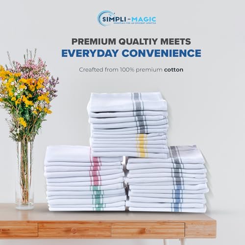 Cotton Herringbone Dish Towels - Multi-Color 15x25 Inches, 30 Pack