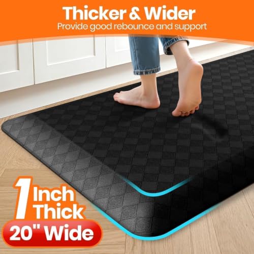 Kitchen Anti-Fatigue Mat 1 Inch Thick Non-Slip Support for Cooking & Work - Black 32 x 20 Variation of THIS listing