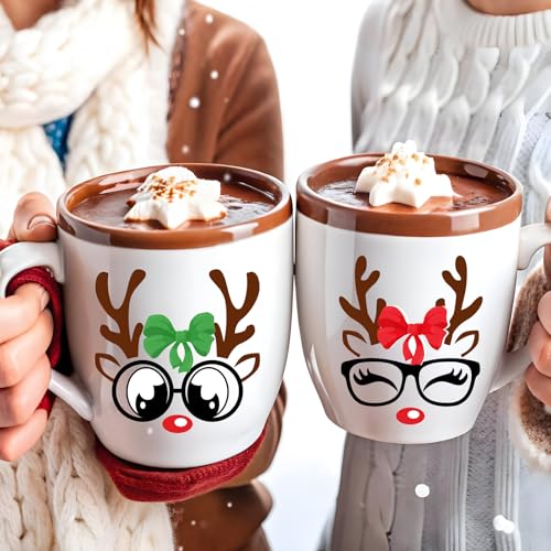 Christmas Face Stickers for Crafts Ornaments Decals Christmas Gift Stickers Decorations Reindeer Vinyl Face Eye Decals for Glass Cup Water Bottle Fridge Window Wall Xmas Holiday Party Supplies