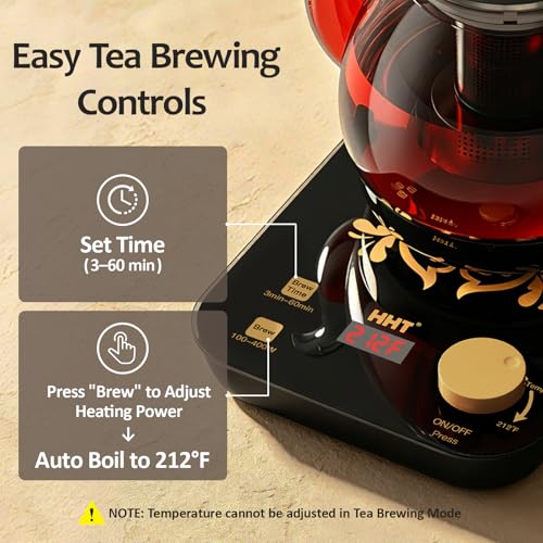 Black Electric Tea Maker with Infuser, Precise Temperature Control, 0.8L