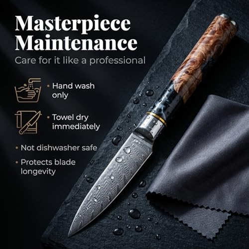 The Epicurean Cook Tidal Black 4-Inch Damascus Paring Knife