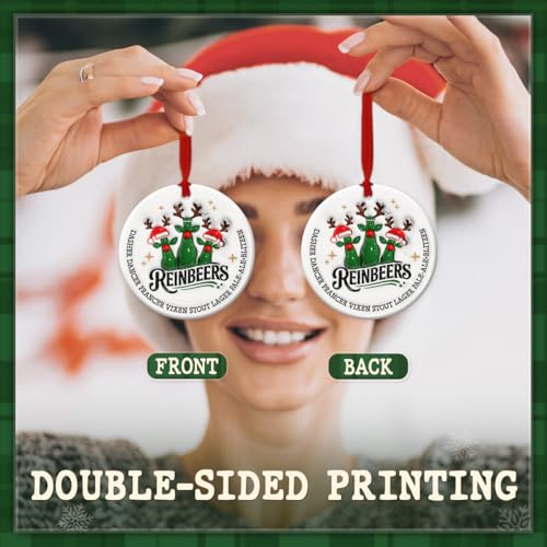 Rein-Beers Funny Beer Christmas Ornament 2026 – Ceramic Tree Decoration