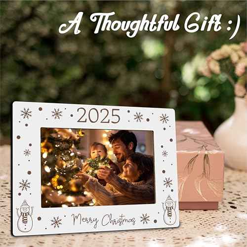 2025 Christmas Photo Frame Fits The 4x6 Inches Picture - Christmas Wooden Frame Decoration For Home Office Party - Merry Christmas Snowman Decorative Keepsake - Holiday Picture Frame For Gifting - A03
