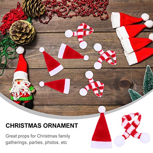 20pcs Mini Santa Hat Knit Christmas Decorations for Dolls Crafts & Gifts