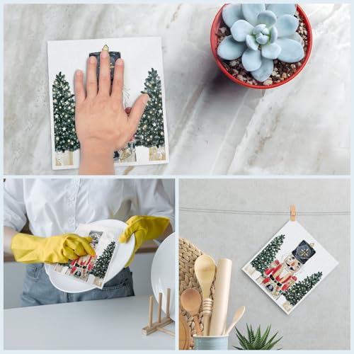VonTP Christmas Nutcracker Swedish Dishcloths 4-Pack Watercolor Toy Set