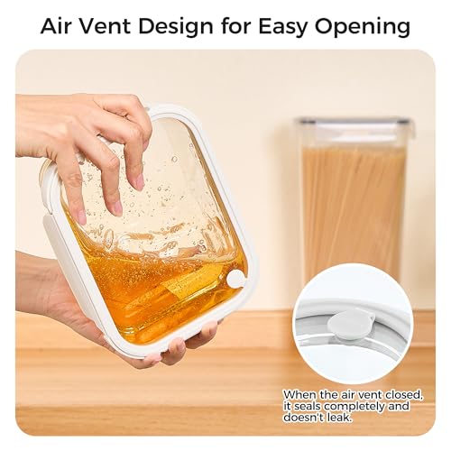 Glass Food Storage Containers with Glass Lids & Air Vent - 5 Pack, 35oz, White