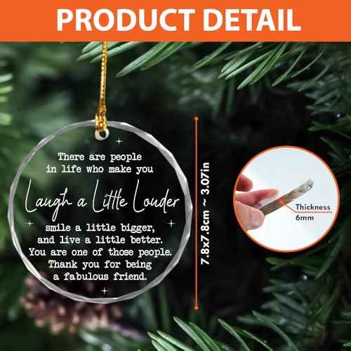 BSQUIELE Christmas Friendship Gifts for Women - Friend Ornament for Bestie, Friends, Sister - Friendship Day, Birthday Gifts Idea for Women, Female Friends - Glass Round Ornament