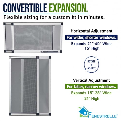 Fenestrelle Expandable Window Screen - Medium (15" H x 21-40" W) 2-Pack
