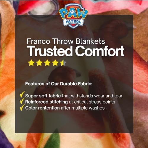 Paw Patrol Dino Movie Throw Blanket - 46 x 60 Inches Soft Plush Cozy for Couch & Travel - Officially Licensed