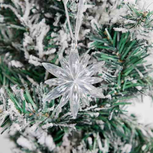6 Pcs Acrylic Snowflake Ornaments Transparent Crystal Snowflake Christmas Tree Ornaments Pendant, for Christmas Winter Theme Party DIY Decoration, 2.5Inches