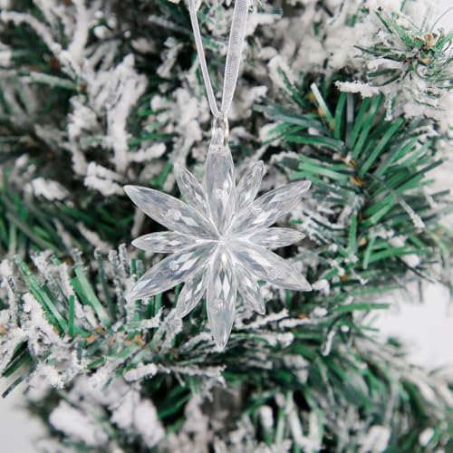 6 Pcs Acrylic Snowflake Christmas Ornaments - Transparent Holiday Tree Decorations