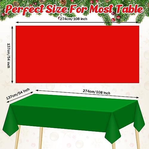 Patelai 36 Pcs Christmas Tablecloths 54 x 108 Inches Disposable Waterproof Rectangle 3-Color Set (Gold, Red, Dark Green)