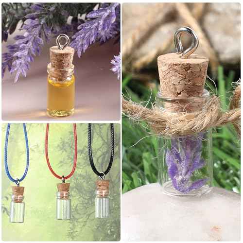 Thinp 16 Pcs Mini Glass Bottles with Cork, 1ml Capacity, Round Shape, Fantasy Theme, Lightweight, Reusable, Perfect for DIY Crafts, Christmas Tree Decoration