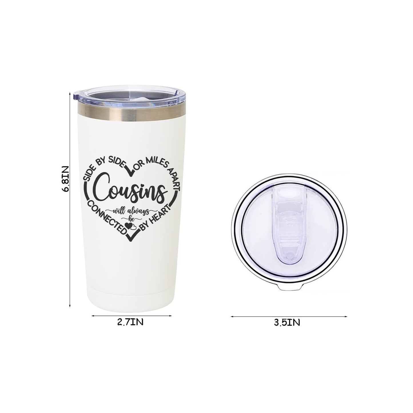 MFGNEH Cousin Gifts for Women Tumbler Mug,Birthday Gifts for Cousin Female,Cousins Christmas Gift for Women,Best Cousins Gift,20 oz Stainless Steel Insulated Travel Tumbler
